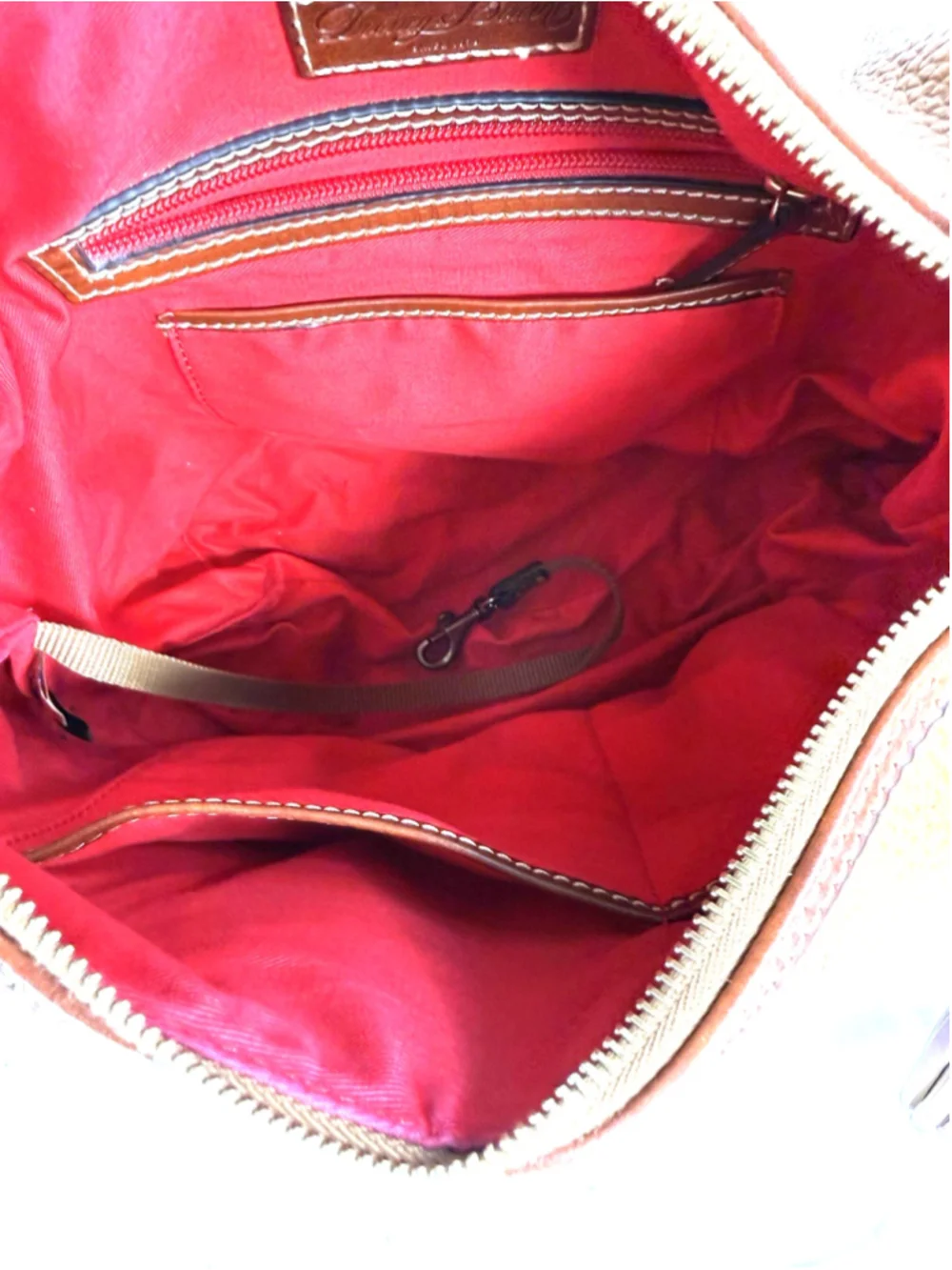 Dooney & Bourke Wexford Hobo Shoulder Bag Large Tan Pebbled Leather & Camel Brwn
